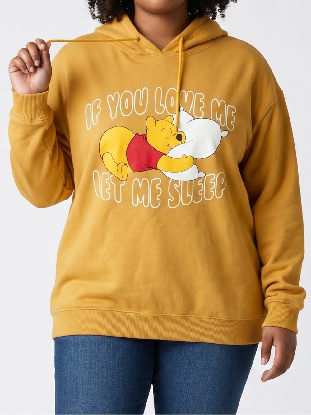 Disney Mustard Yellow Winnie the Pooh Crewneck Hoodie Sweater